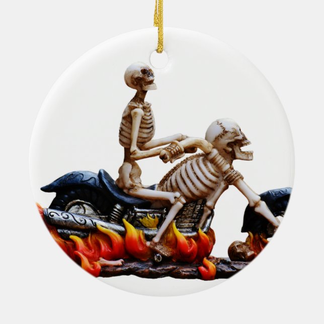 Skeleton Rider Ceramic Tree Decoration (Back)