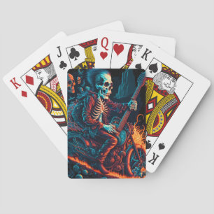 Skeleton Riding a Motorcycle Playing Cards