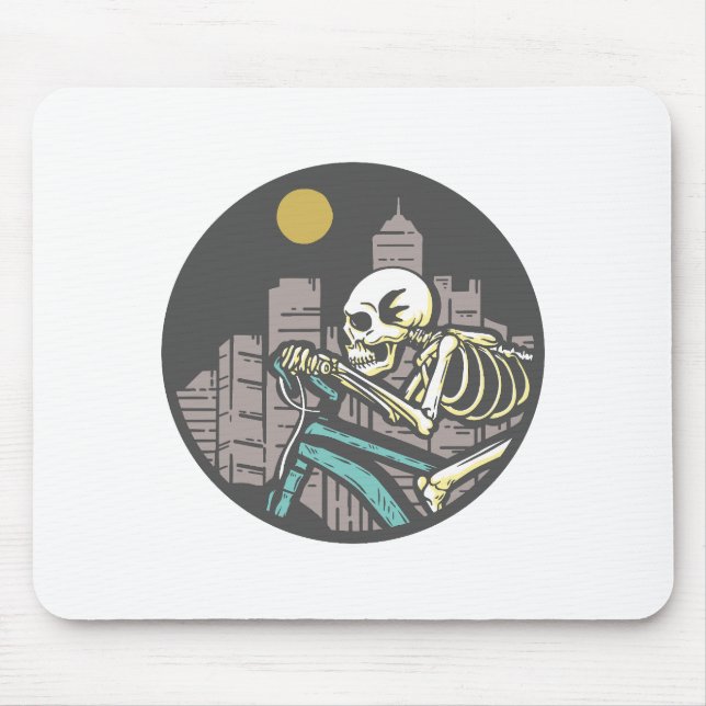 Skeleton Riding Bicycle Mouse Pad (Front)