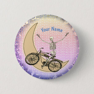 Skeleton riding bicycle pin