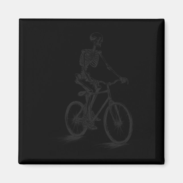 Skeleton Riding Bicycle Scary Halloween Skeleton B Magnet (Front)
