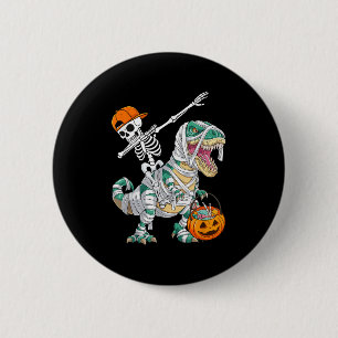 Skeleton Riding Dancing Dab Dinosaur T Rex Hallowe 6 Cm Round Badge