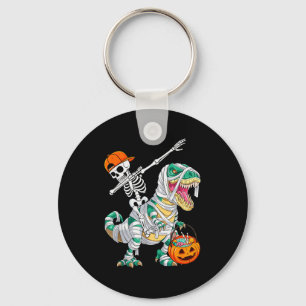 Skeleton Riding Dancing Dab Dinosaur T Rex Hallowe Key Ring