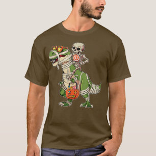 Skeleton Riding Dinosaur Halloween Candy Sweets Lo T-Shirt