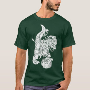 Skeleton Riding Dinosaur T Re Halloween Rider Funn T-Shirt