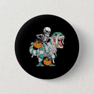 Skeleton Riding Dinosaur T Rex Fun Kids Boys Hallo 6 Cm Round Badge