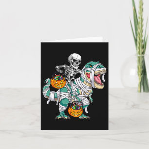 Skeleton Riding Dinosaur T Rex Fun Kids Boys Hallo Card