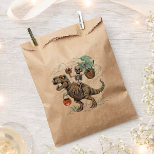 Skeleton Riding Dinosaur T rex Halloween Pumpkin Favour Bags
