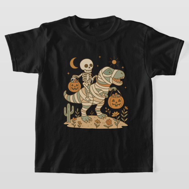Skeleton Riding Dinosaur with Candy T-Shirt (Laydown)