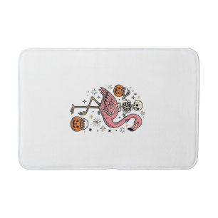 Skeleton Riding Flamingo Halloween Candy Shirt_1 Bath Mat