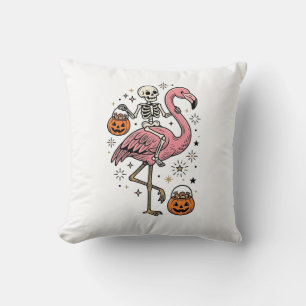 Skeleton Riding Flamingo Halloween Candy Shirt_1 Cushion