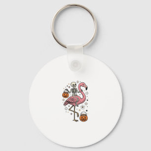 Skeleton Riding Flamingo Halloween Candy Shirt_1 Key Ring