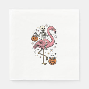 Skeleton Riding Flamingo Halloween Candy Shirt_1 Napkin