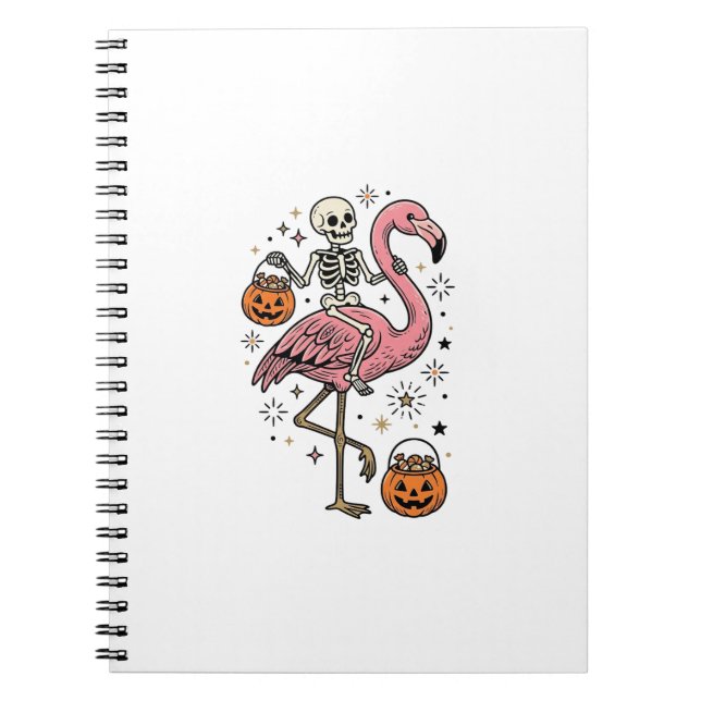 Skeleton Riding Flamingo Halloween Candy Shirt_1 Notebook (Front)