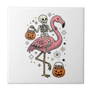 Skeleton Riding Flamingo Halloween Candy Shirt_1 Tile