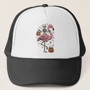 Skeleton Riding Flamingo Halloween Candy Shirt_1 Trucker Hat