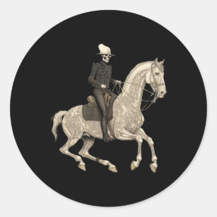 Skeleton Riding Horse Cowboy Horse Lover Halloween Classic Round Sticker