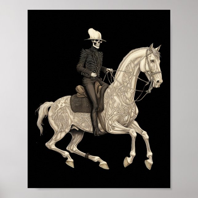 Skeleton Riding Horse Cowboy Horse Lover Halloween Poster (Front)