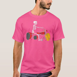 Skeleton Riding Motorcycle Drum Set Drummer Musici T-Shirt
