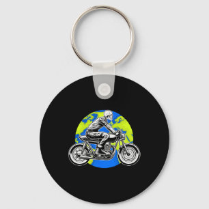 Skeleton Riding Motorcycle Earth Day Cool Save The Key Ring