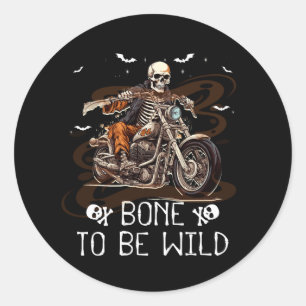 Skeleton Riding Motorcycle Halloween Costume Biker Classic Round Sticker