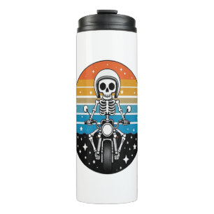 Skeleton Riding Motorcycle Thermal Tumbler