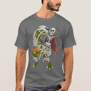 Skeleton Riding Mummy Dinosaur Halloween T Re Pump T-Shirt