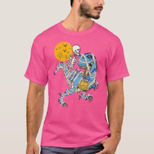 Skeleton Riding Mummy Dinosaur rex For Boys Kids H T-Shirt