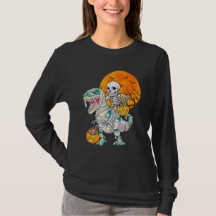 Skeleton Riding Mummy Dinosaur Rex Halloween  Pump T-Shirt