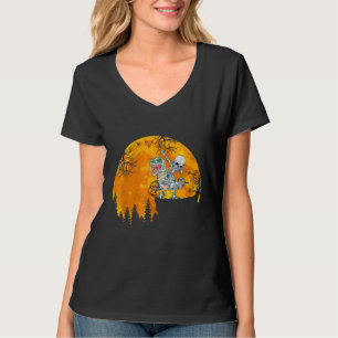 Skeleton Riding Mummy Dinosaur Rex Halloween  Pump T-Shirt