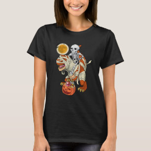 Skeleton Riding Mummy Dinosaur rex Halloween  Pump T-Shirt