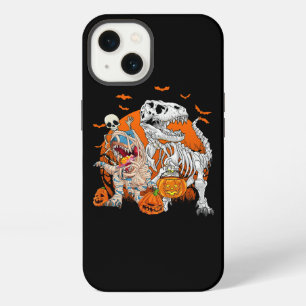Skeleton Riding Mummy Dinosaur T rex Halloween Fun iPhone 13 Case