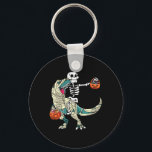 Skeleton Riding Mummy Dinosaur T Rex Halloween Fun Key Ring<br><div class="desc">Skeleton Riding Mummy Dinosaur T Rex Halloween Funny Pumpkin</div>