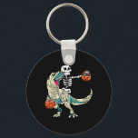 Skeleton Riding Mummy Dinosaur T Rex Halloween Fun Key Ring<br><div class="desc">Skeleton Riding Mummy Dinosaur T Rex Halloween Funny Pumpkin</div>