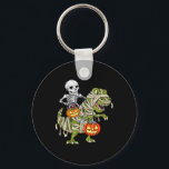 Skeleton Riding Mummy Dinosaur T Rex Halloween Fun Key Ring<br><div class="desc">Skeleton Riding Mummy Dinosaur T Rex Halloween Funny Pumpkin 1</div>
