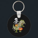 Skeleton Riding Mummy Dinosaur T Rex Halloween Fun Key Ring<br><div class="desc">Skeleton Riding Mummy Dinosaur T Rex Halloween Funny Pumpkin 1</div>