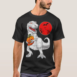 Skeleton Riding Mummy Dinosaur T rex Halloween Fun T-Shirt