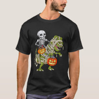 Skeleton Riding Mummy Dinosaur T Rex Halloween Fun