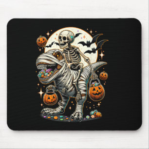 Skeleton Riding Mummy Dinosaur T Rex Kids Boys Men Mouse Pad