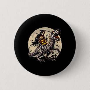 Skeleton Riding Mummy Dinosaur T Rex Pumpkin Funny 6 Cm Round Badge