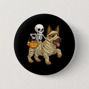 Skeleton Riding Mummy German Shepherd Dog 6 Cm Round Badge