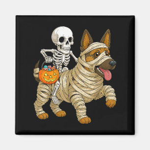 Skeleton Riding Mummy German Shepherd Dog Magnet