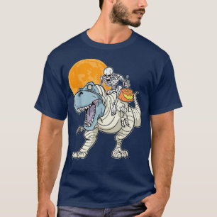Skeleton Riding Mummy Halloween Dinosaur T re Pump T-Shirt