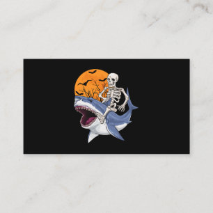 Skeleton Riding Shark Funny Halloween Costume Boys Business Card