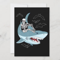 Skeleton Riding Shark Funny Halloween Gifts