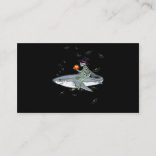 Skeleton Riding Shark - Funny Halloween Shark Gift Business Card