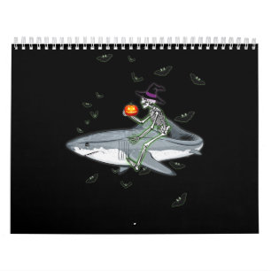 Skeleton Riding Shark - Funny Halloween Shark Gift Calendar
