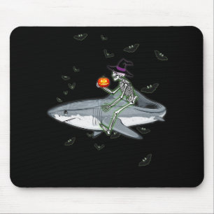 Skeleton Riding Shark - Funny Halloween Shark Gift Mouse Pad