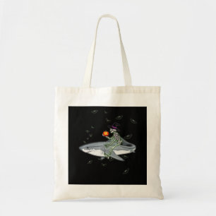 Skeleton Riding Shark - Funny Halloween Shark Gift Tote Bag