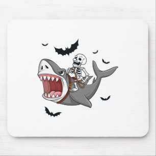 Skeleton Riding Shark Scary Halloween Boys Girls K Mouse Pad